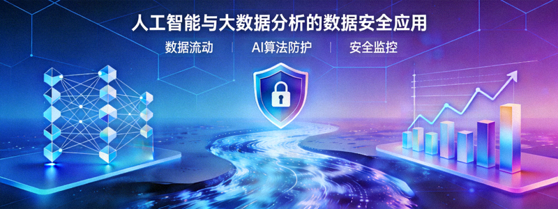 展示人工智能与大数据分析在数据安全领域应用的抽象概念图